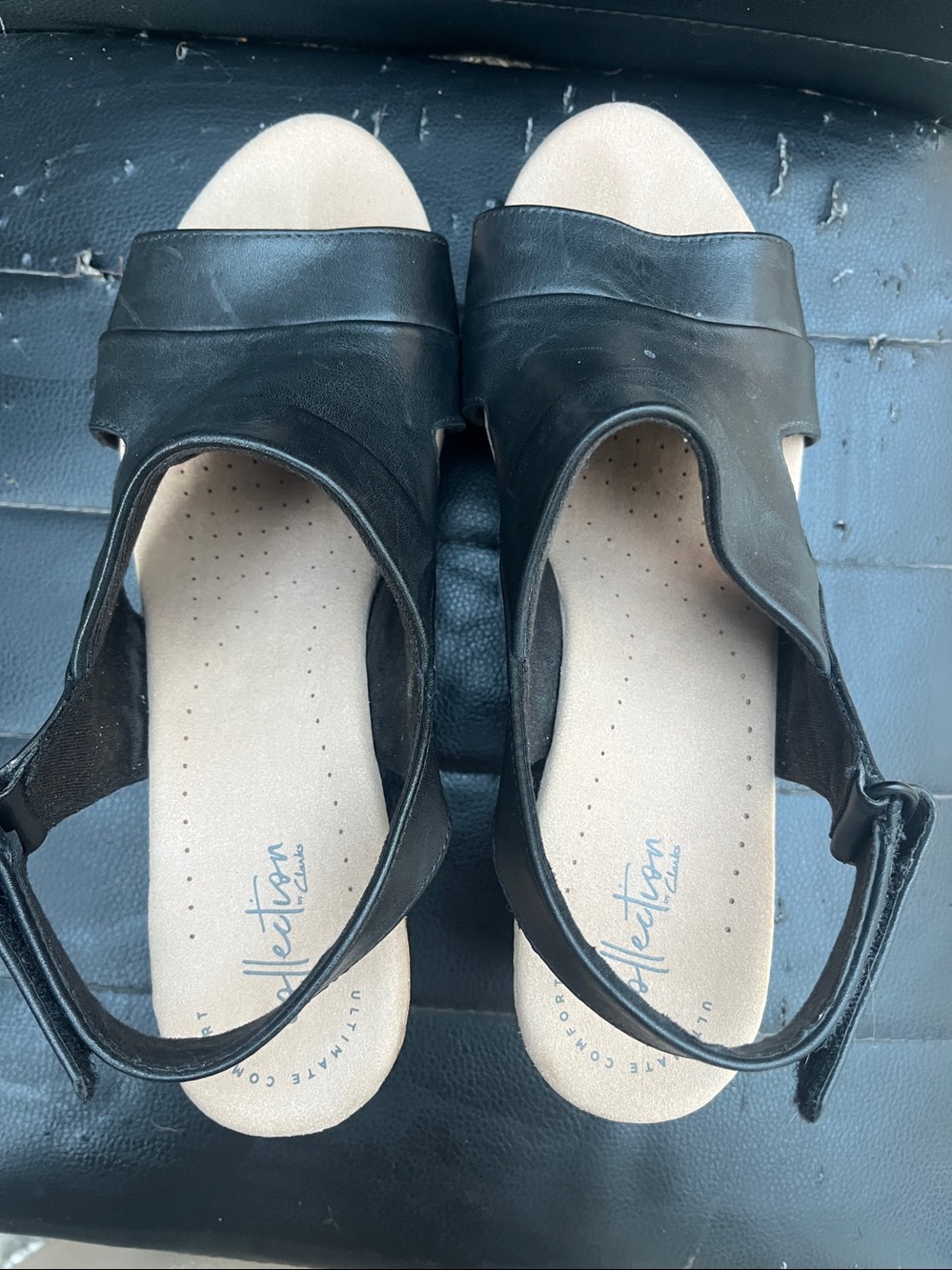 Clarks Black Cork Wedge Sandals for Kids